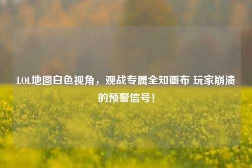 LOL地图白色视角,观战专属全知画布 玩家崩溃的预警信号!
