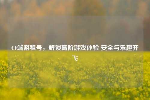 CF端游租号，解锁高阶游戏体验 安全与乐趣齐飞