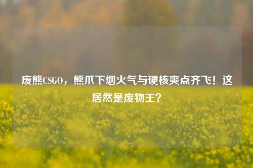 废熊CSGO,熊爪下烟火气与硬核爽点齐飞!这居然是废物王?