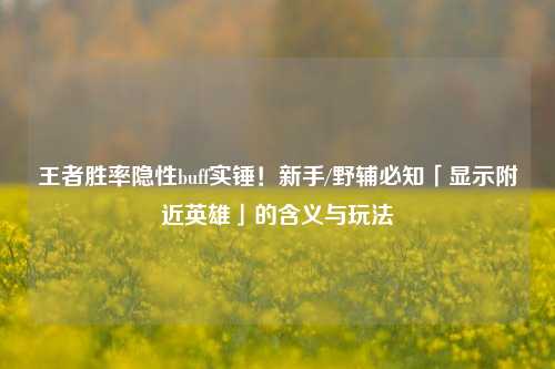 王者胜率隐性buff实锤!新手/野辅必知「显示附近英雄」的含义与玩法
